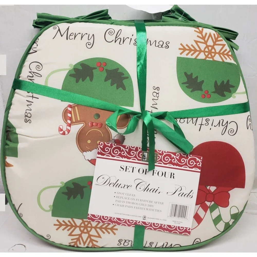 SET OF 4 CHAIR CUSHION PADS w/ties, 15x15
